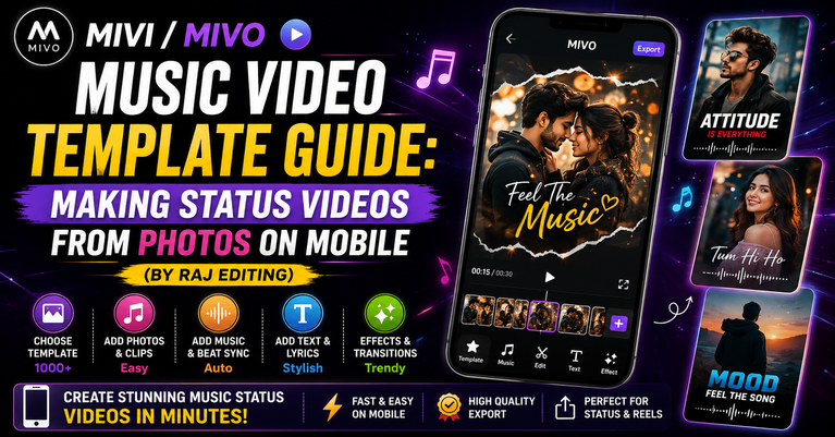 Mivi Mivo Music Video Template Guide Making Status Videos From Photos on Mobile (By Raj Editing)