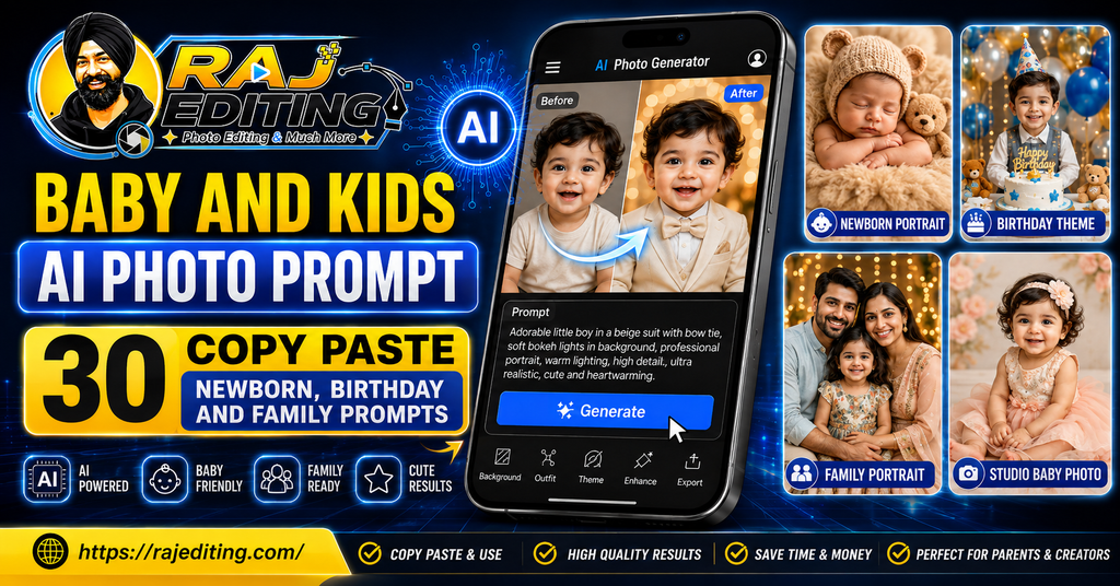 Baby and Kids AI Photo Prompt 30 Copy Paste Newborn, Birthday and Family Prompts